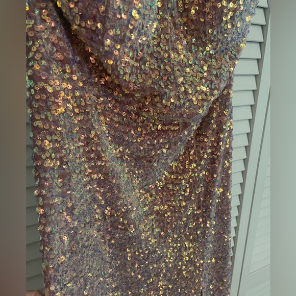 Mauve/Pink Sequin & Velvet Floor-Length Gown - Picture 8 of 11